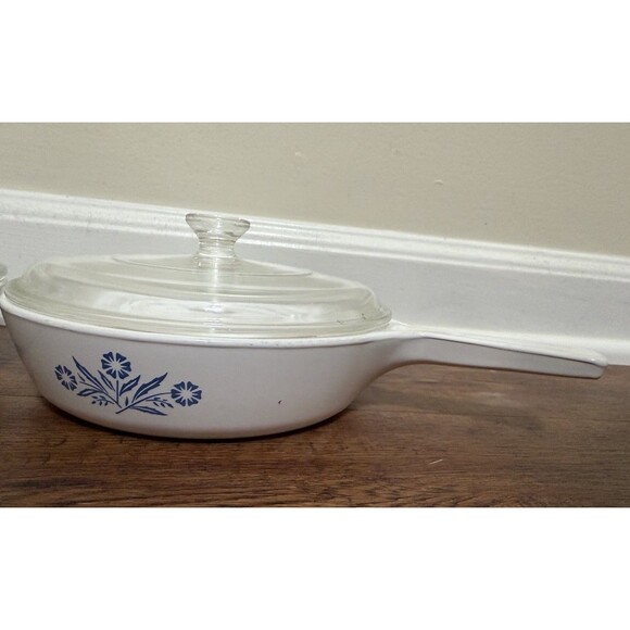 Vintage Corning Ware Menuette Pan Skillet Cornflower Blue X 2 With Lids - Picture 2 of 10